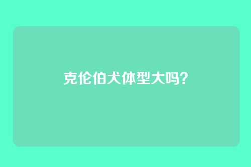 克伦伯犬体型大吗？