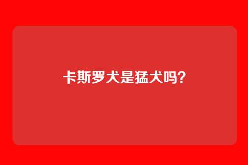卡斯罗犬是猛犬吗？