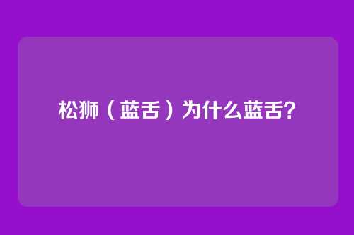 松狮(蓝舌)为什么蓝舌?