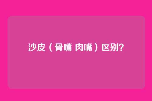 沙皮(骨嘴 肉嘴)区别?