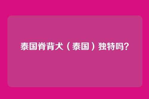 泰国脊背犬（泰国）独特吗？