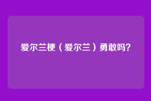 爱尔兰梗（爱尔兰）勇敢吗？