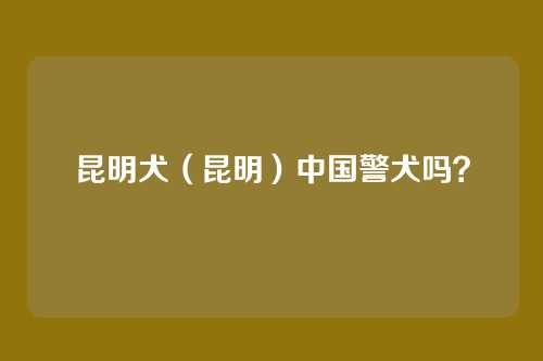 昆明犬(昆明)中国警犬吗?