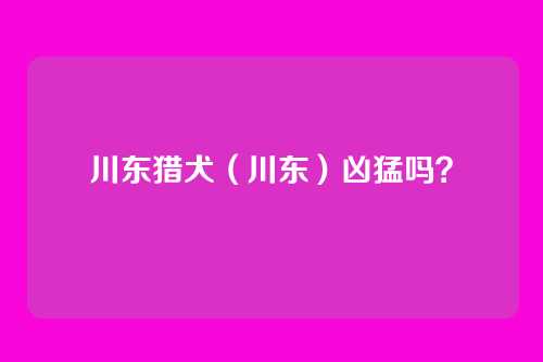 川东猎犬(川东)凶猛吗?