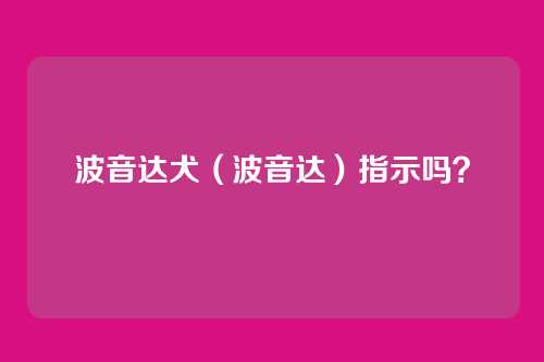 波音达犬(波音达)指示吗?