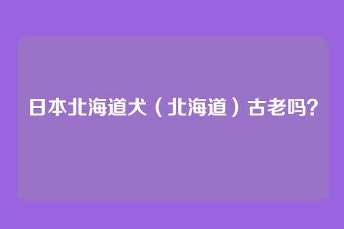 日本北海道犬（北海道）古老吗？