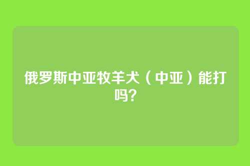 俄罗斯中亚牧羊犬（中亚）能打吗？