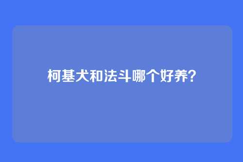 柯基犬和法斗哪个好养？