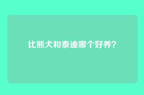 比熊犬和泰迪哪个好养？