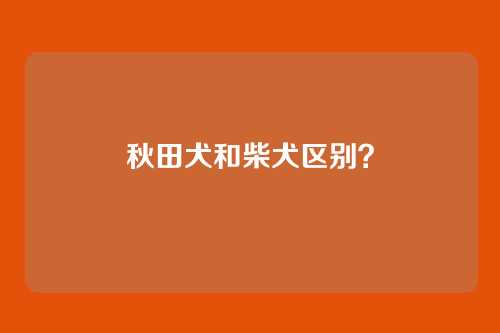 秋田犬和柴犬区别？