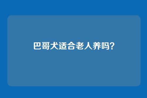 巴哥犬适合老人养吗?