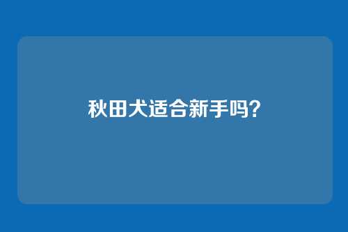 秋田犬适合新手吗？
