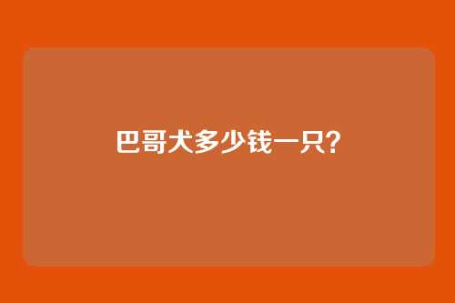 巴哥犬多少钱一只?
