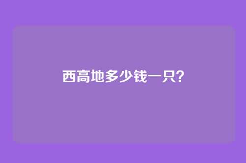 西高地多少钱一只？