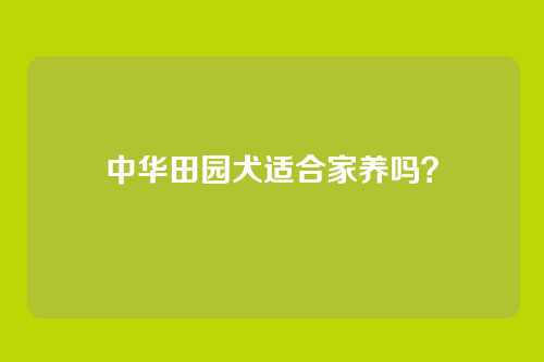 中华田园犬适合家养吗？