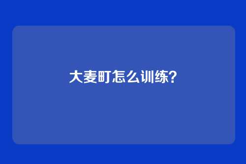 大麦町怎么训练?