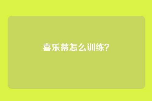 喜乐蒂怎么训练？