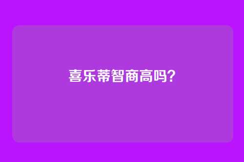 喜乐蒂智商高吗？