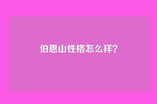 伯恩山性格怎么样?