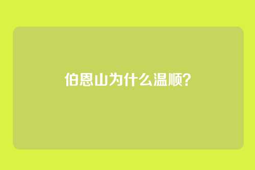 伯恩山为什么温顺？