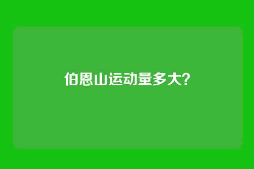 伯恩山运动量多大?
