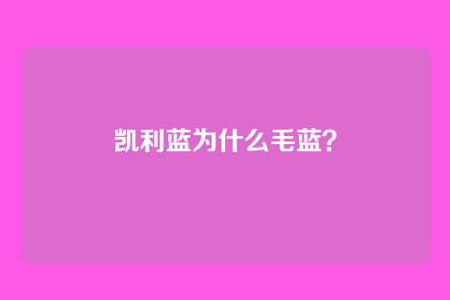 凯利蓝为什么毛蓝？
