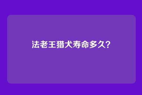 法老王猎犬寿命多久?