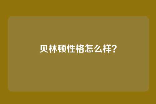 贝林顿性格怎么样？