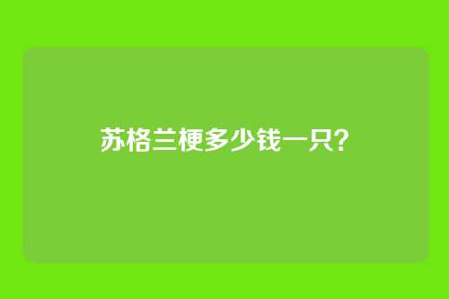 苏格兰梗多少钱一只？