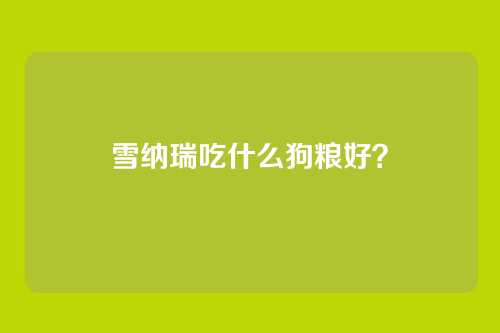 雪纳瑞吃什么狗粮好?