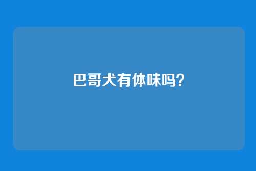 巴哥犬有体味吗？