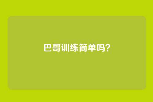 巴哥训练简单吗？