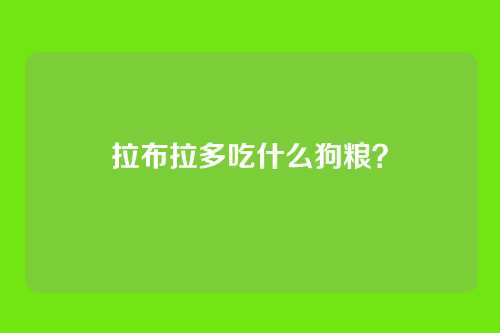 拉布拉多吃什么狗粮?