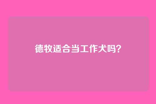 德牧适合当工作犬吗？