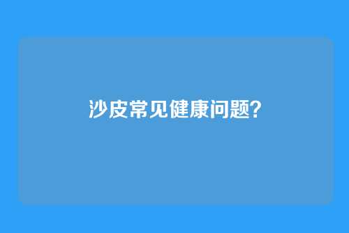 沙皮常见健康问题？