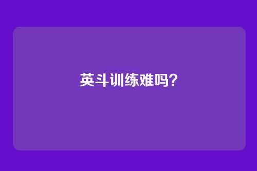 英斗训练难吗?