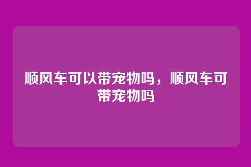顺风车可以带宠物吗,顺风车可带宠物吗