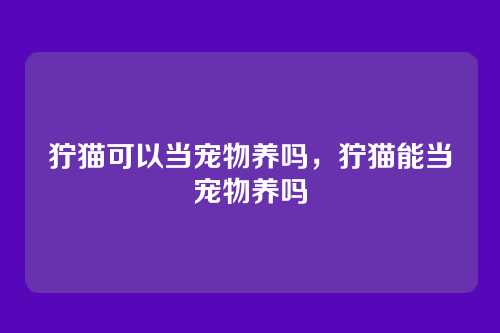 狞猫可以当宠物养吗，狞猫能当宠物养吗