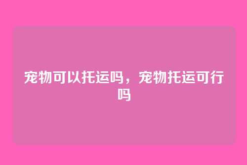 宠物可以托运吗，宠物托运可行吗