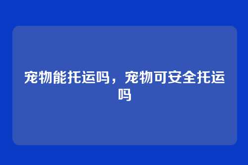 宠物能托运吗,宠物可安全托运吗