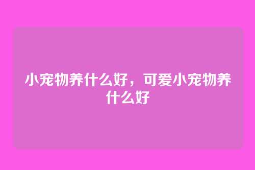小宠物养什么好，可爱小宠物养什么好