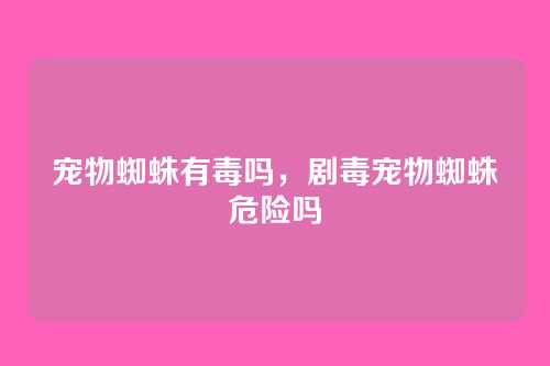 宠物蜘蛛有毒吗，剧毒宠物蜘蛛危险吗