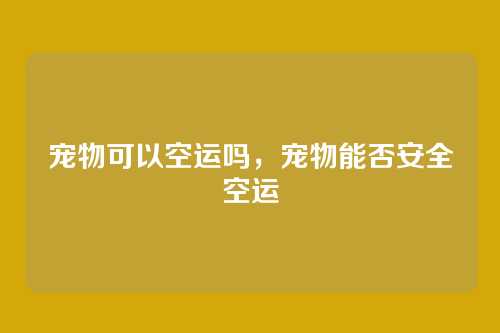 宠物可以空运吗,宠物能否安全空运