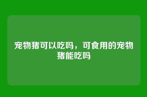 宠物猪可以吃吗，可食用的宠物猪能吃吗