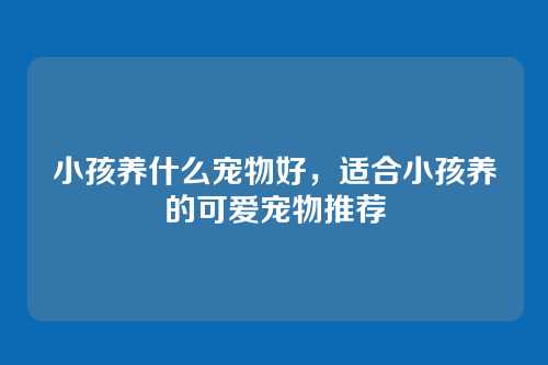 小孩养什么宠物好，适合小孩养的可爱宠物推荐