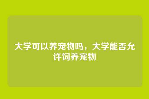 大学可以养宠物吗，大学能否允许饲养宠物