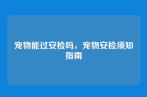 宠物能过安检吗，宠物安检须知指南