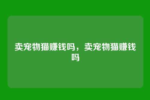 卖宠物猫赚钱吗，卖宠物猫赚钱吗