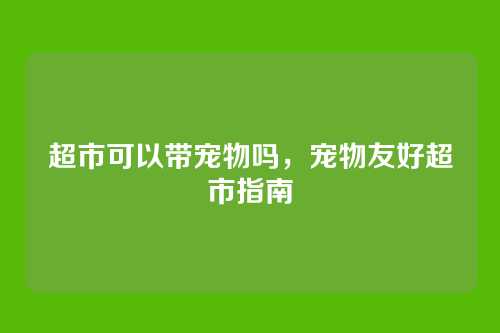 超市可以带宠物吗,宠物友好超市指南
