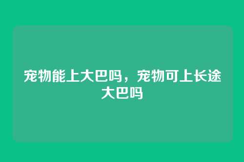 宠物能上大巴吗,宠物可上长途大巴吗